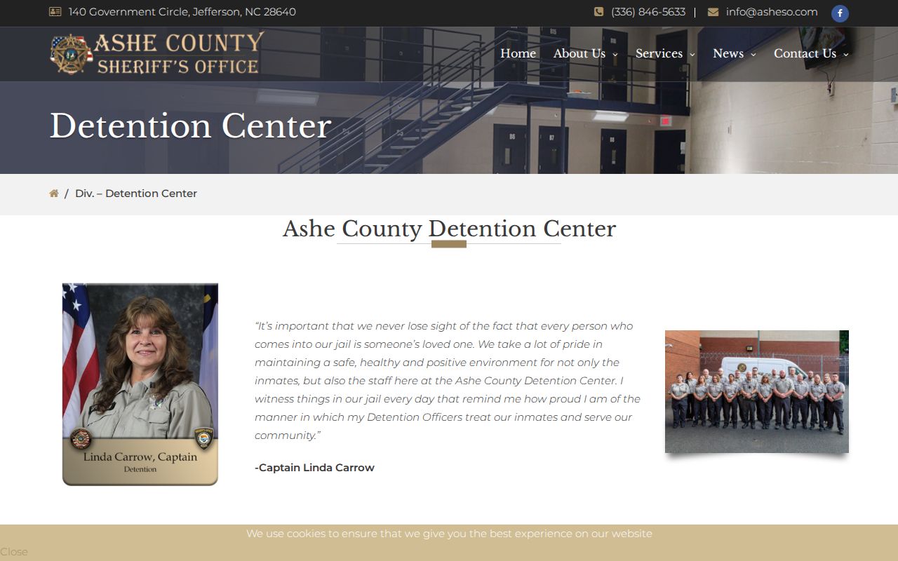 Ashe County Sheriff Detention Center information page