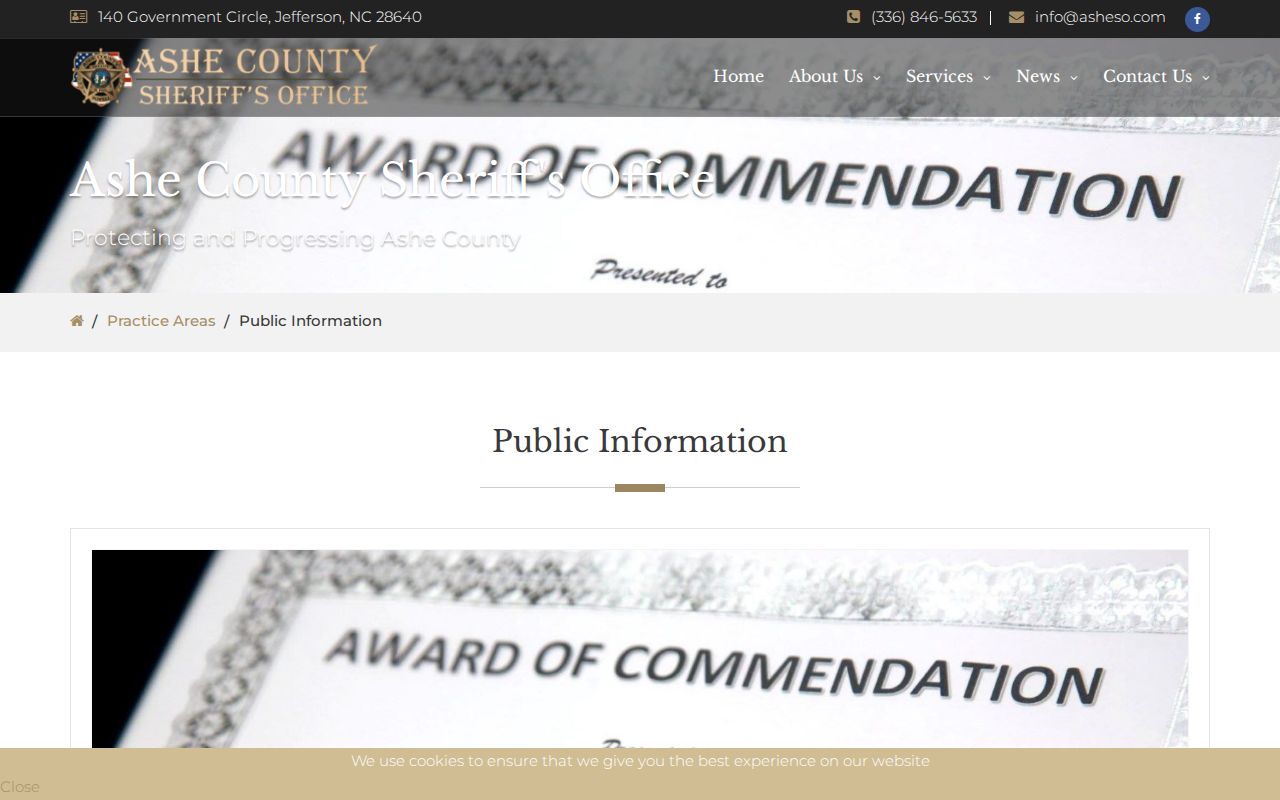Ashe County Sheriff public information page